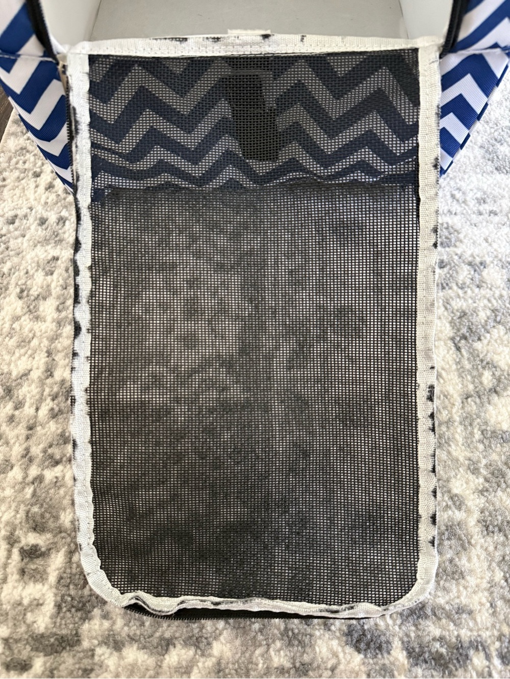 Rolling Pet Carrier with Blue Chevron Print - Picture 5 of 9
